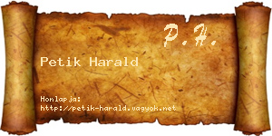 Petik Harald névjegykártya
